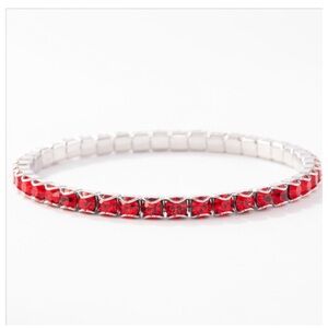 Touchstone Crystal Red and Silver Stretch Bracelet